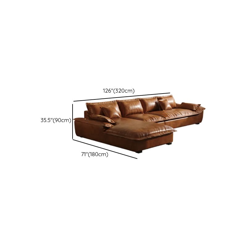 L-Shape Brown Leather Sofa Recliner thumbnail 14