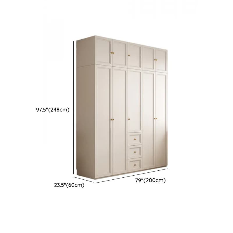 White Minimalist Laminate Wardrobe Closet with 3-Drawer, Soft Close Door, Interior Shelves, and Clothing Rod thumbnail 16