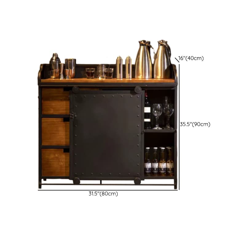 Industrial Metal Sideboard Cabinet with Wood Countertop, 3 Drawers, and Sliding Doors - image 13