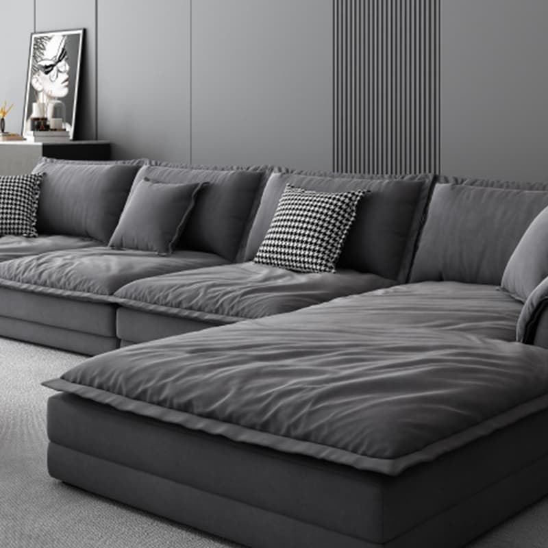 47" Deep Frosted Velvet Wood Gray Non-resistance Sectional Sofa - image 6