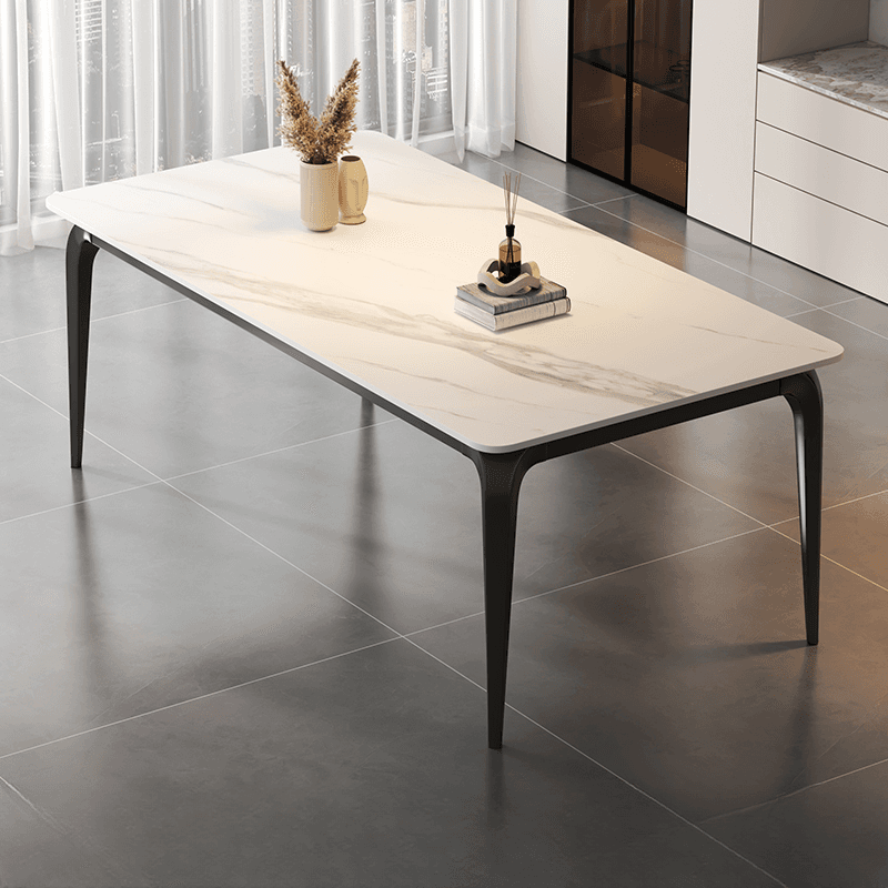 Trendy White/Charcoal/Light Gray Rectangle Scratch Resistant Sintered Stone Top Dining Table for 4/8 People/Seats 6, Standard Table Height thumbnail 5