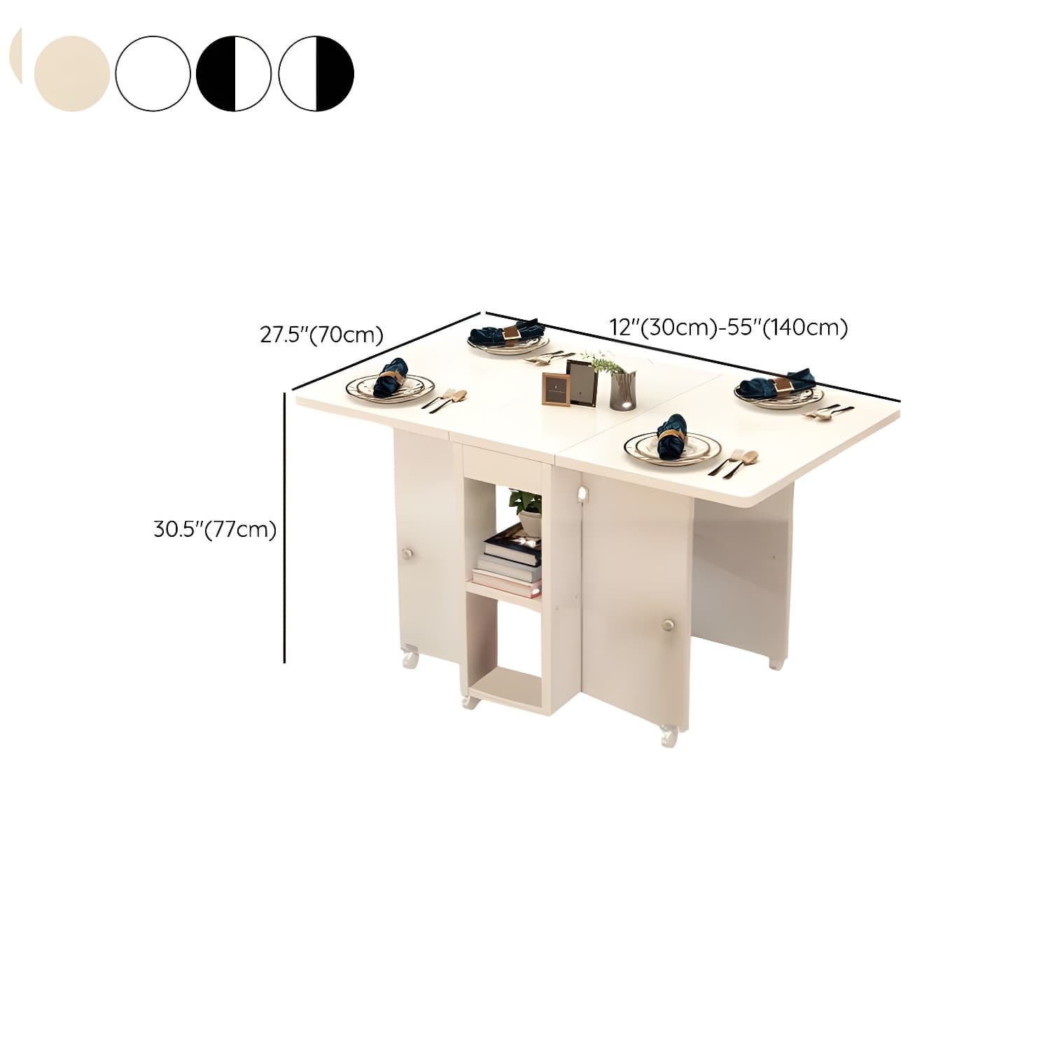 Collapsible Pedestal Manufactured Wood Kitchen & Dining Table 30in by 30in Modern Style thumbnail 13