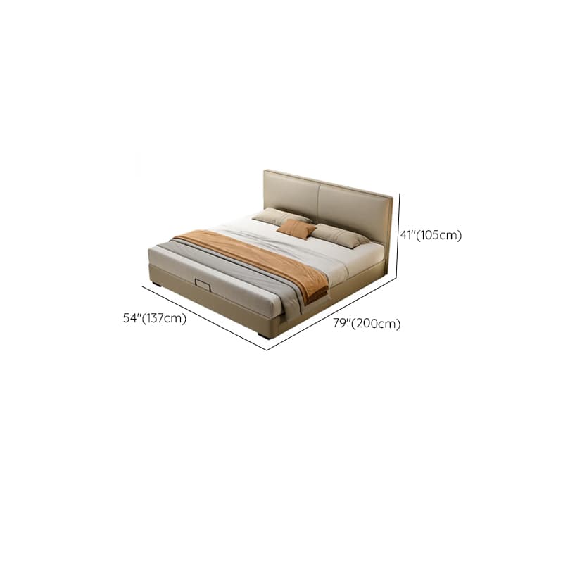 Light Gray Storage Included Panel Bed with 3 Storage Boxes, Natural Wood Frame, and Sponge Upholstery thumbnail 7