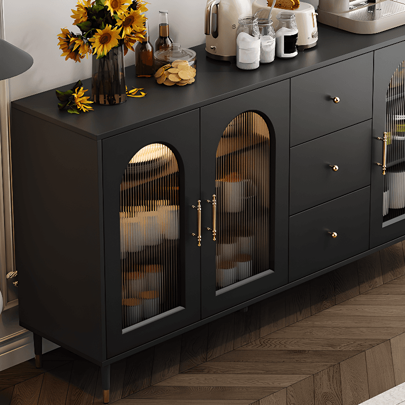 Standalone Accent Cabinet in Black with Glass Door, Alterable Shelf and Illuminating, Soft Close Drawer and 1 Cabinet/2 Cabinets in a Casual Style thumbnail 2