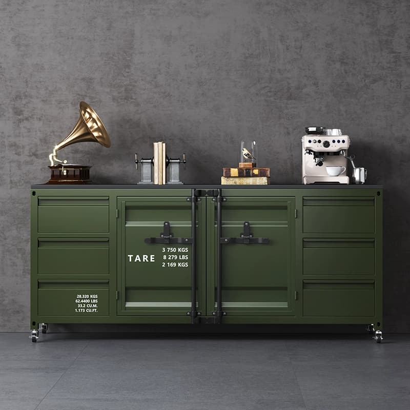 Industrial Metal Sideboard Credenza with Cabinets and Drawers thumbnail 6