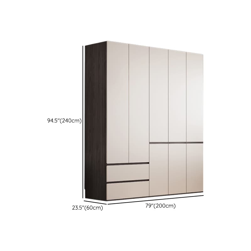 White Minimalist Manufactured Wood Independent Wardrobe Closet with Soft Close Drawer, Soft Close Door, and Interior Shelves thumbnail 22