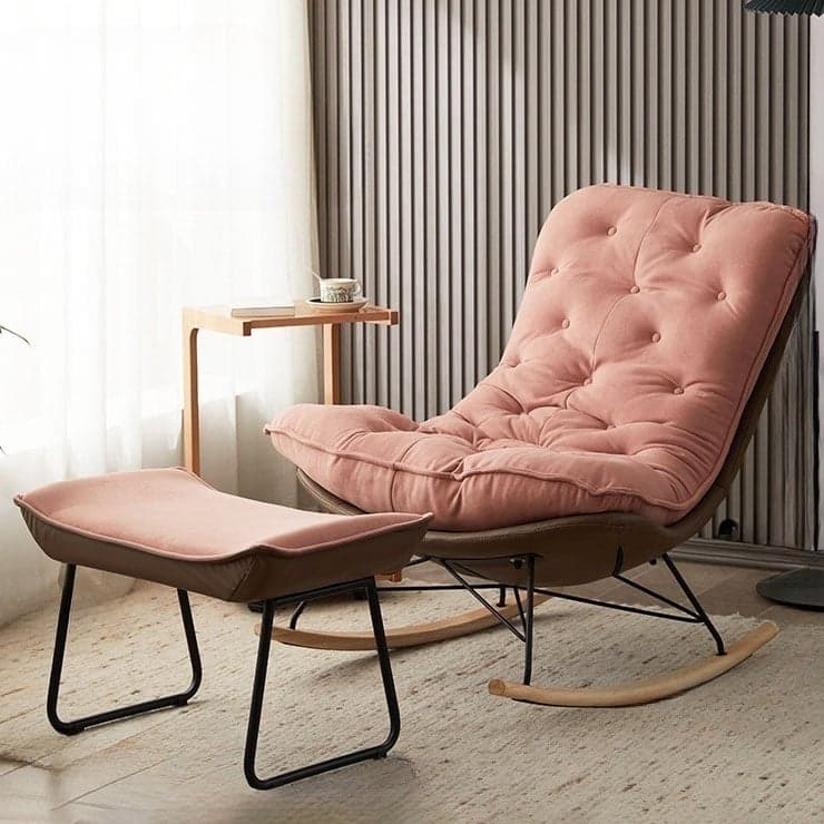 Modish Sand Ash Upholstered Rocking Accent Chair with Spindle Back and Stain Resistant thumbnail 5
