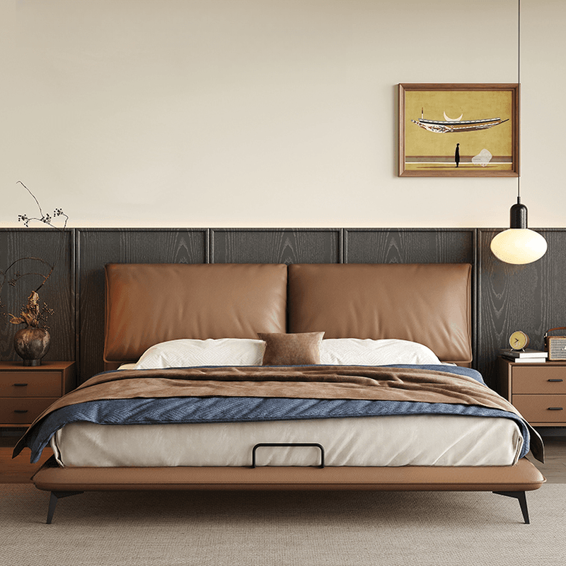 Storage Included Panel Bed with 3 Storage Boxes, Pine Wood Frame, and Sponge Upholstery thumbnail 2