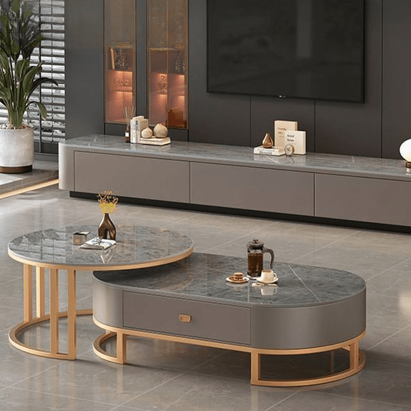 Modern Nesting Accent Table Set with Structure Base and Oblong Top thumbnail 4
