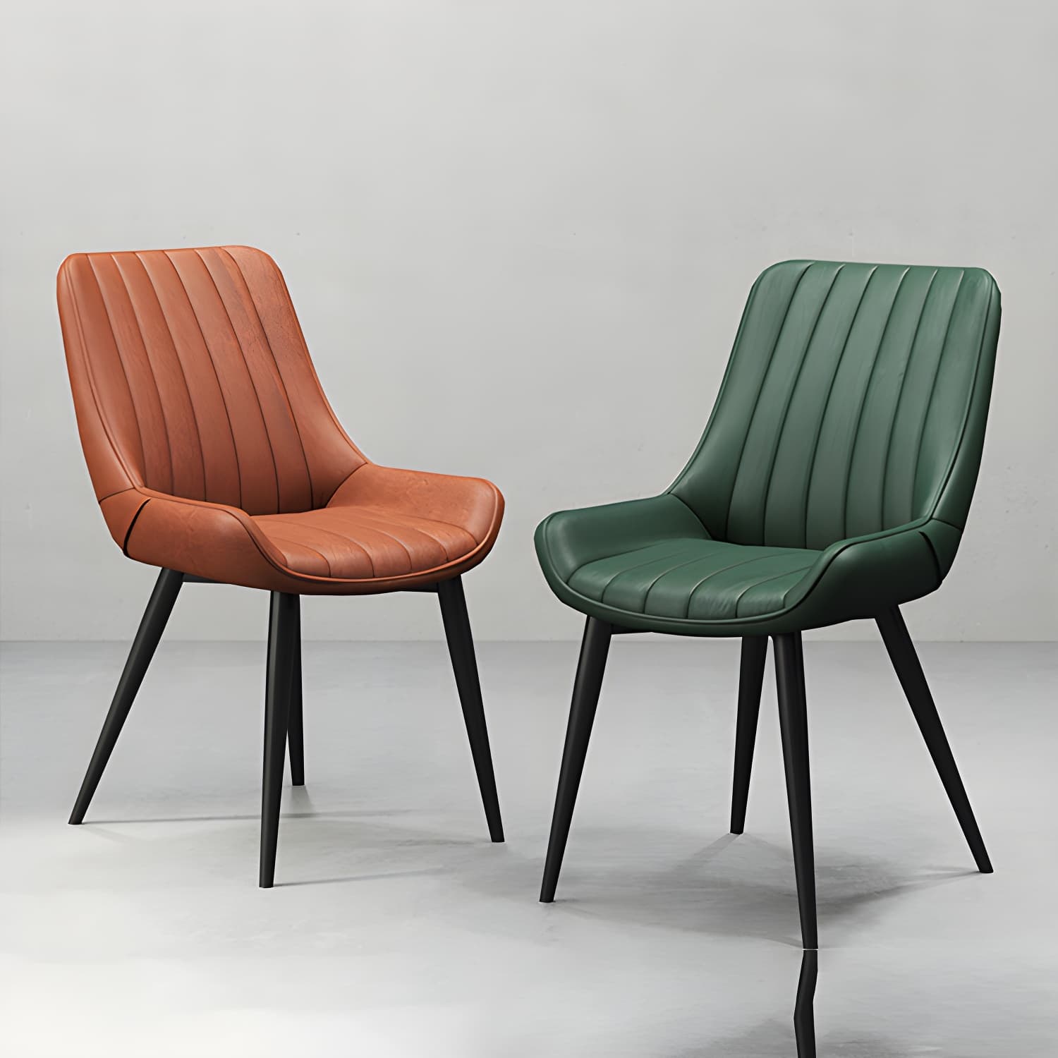 Metal Frame Dining Side Chair Faux Leather Upholstered Side Chair thumbnail 7