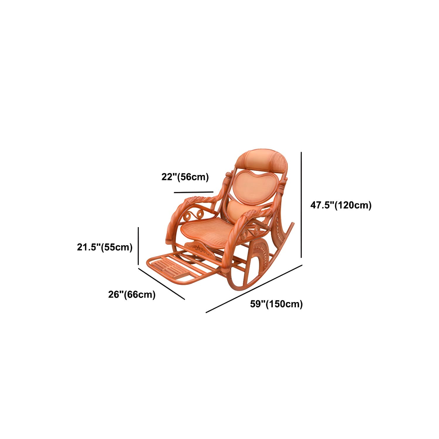 Mid Century Modern Recliner Chair Rattan/Wicker Recliner Chair for Living Room thumbnail 25