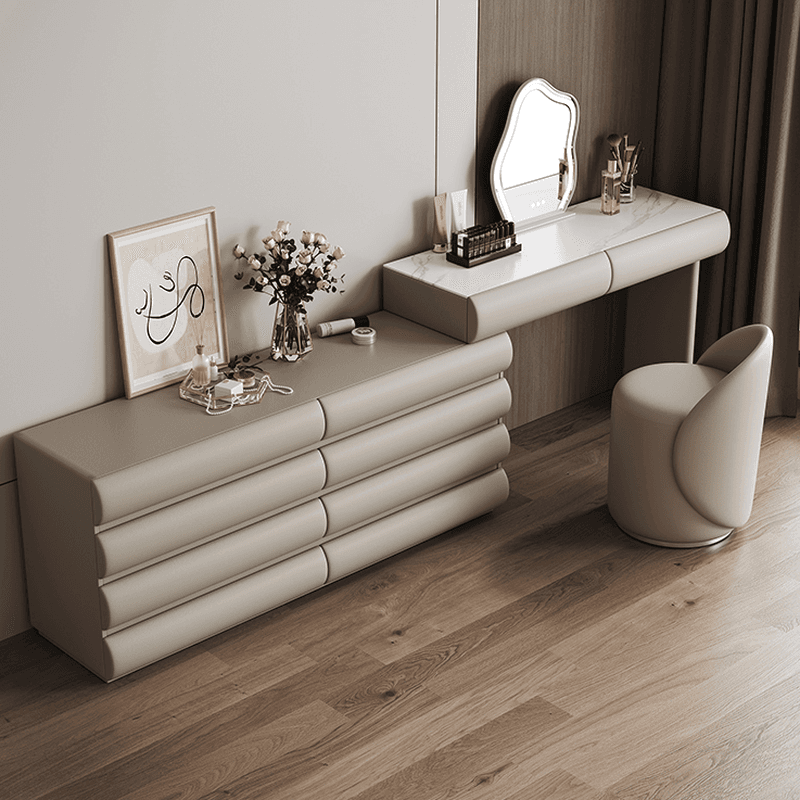 Modish Large Vanity Set with Ink Chair, 10 Drawers, Timber Frame, Mirror Lights thumbnail 7
