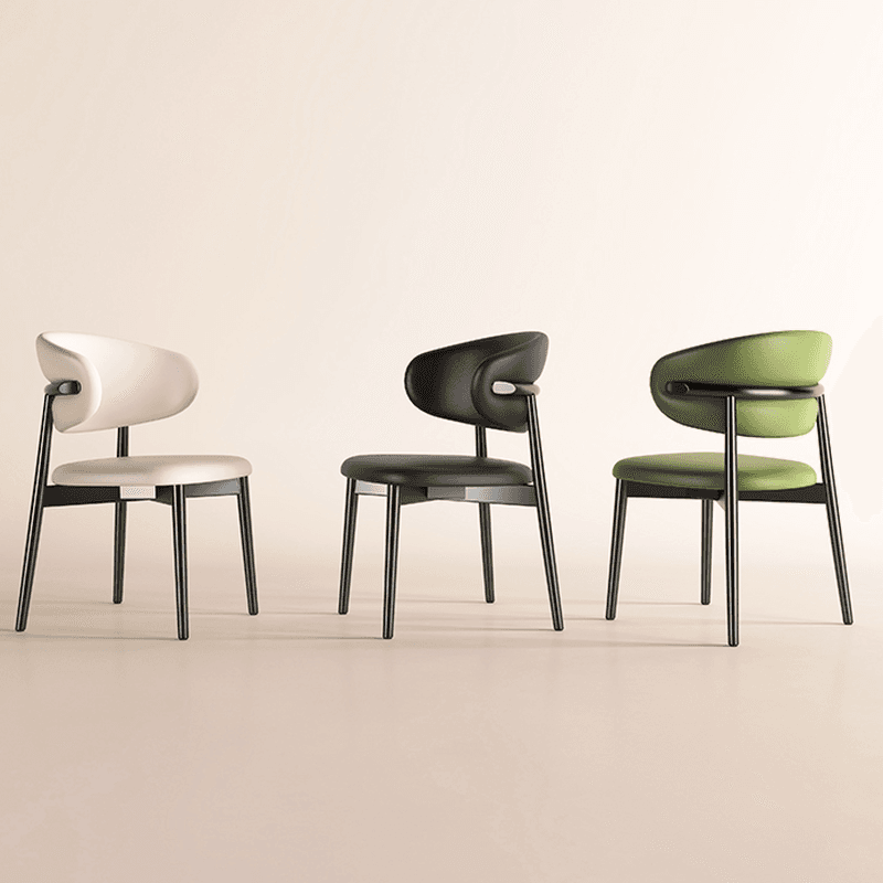 Simplistic Dinette Upholstered Armless Chair with Steel Legs, Low Back, and Foot Pads thumbnail 6