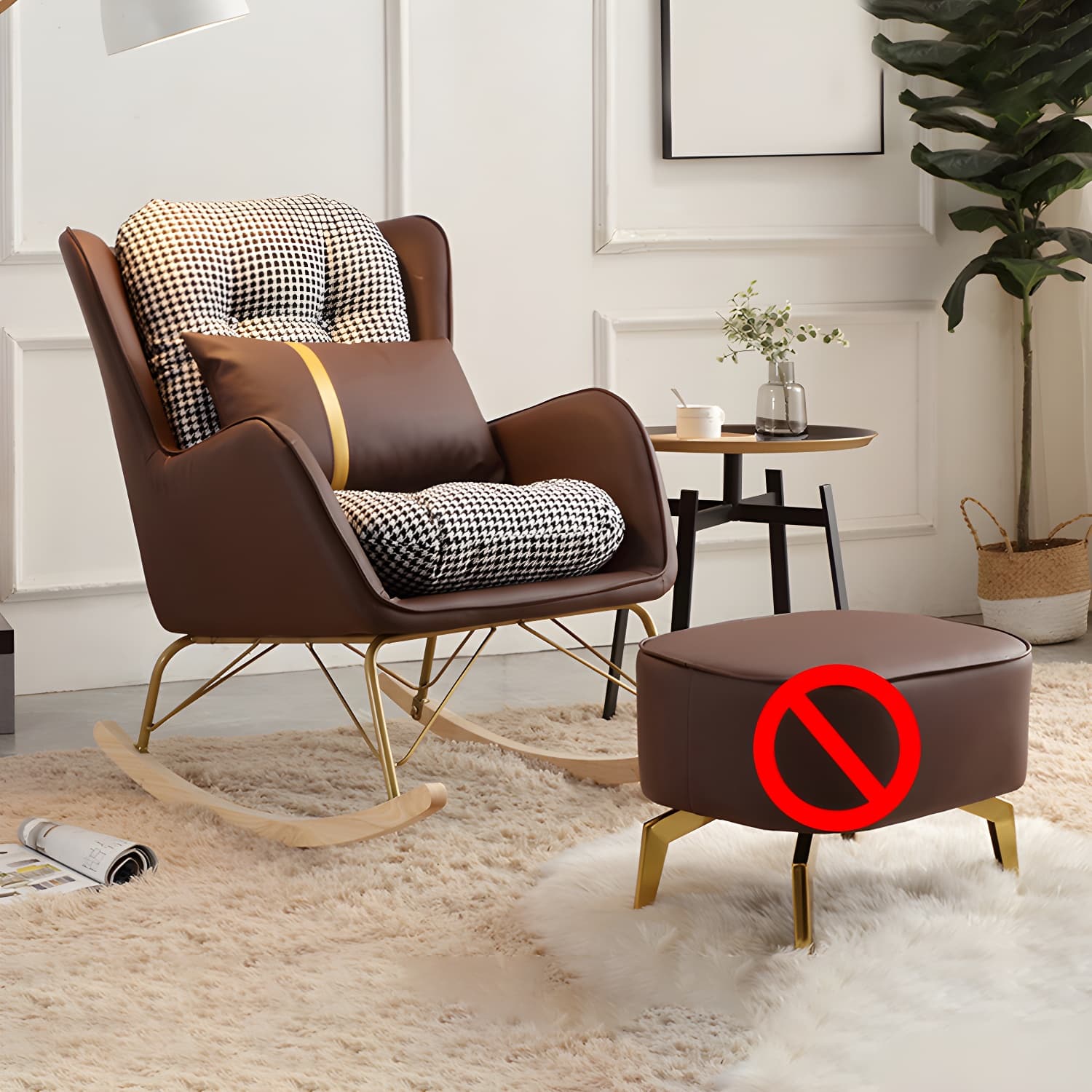 Modern Rocking Chair Metal Frame Doll Cotton Filling Spindle Rocker Chair thumbnail 13