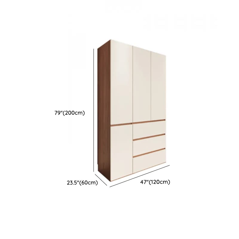 Beige Minimalist Manufactured Wood Wardrobe Closet with Soft Close Drawer, Soft Close Door, Interior Shelves, and Clothing Rod thumbnail 7