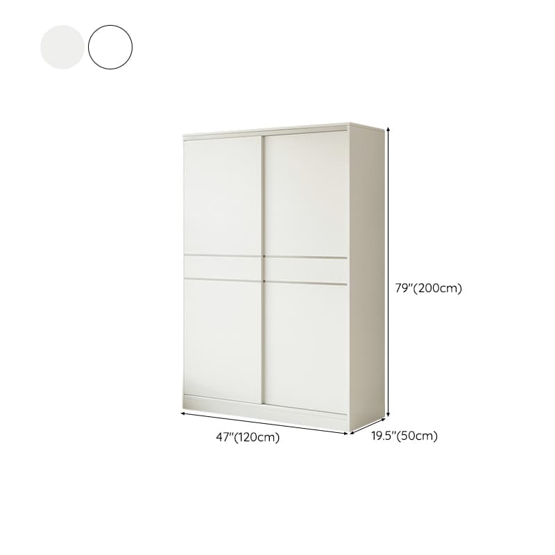 Fashionable Sliding Door Storage Wood Wardrobe with Metal Clothing Rod and Shelves in White Color thumbnail 13