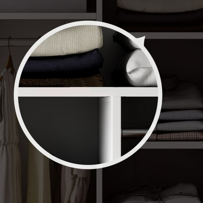 Simple Lumber White Wardrobe Armoire with Interior Shelves & Clothing Rack & Soft Close Drawer & Soft Close Door thumbnail 8