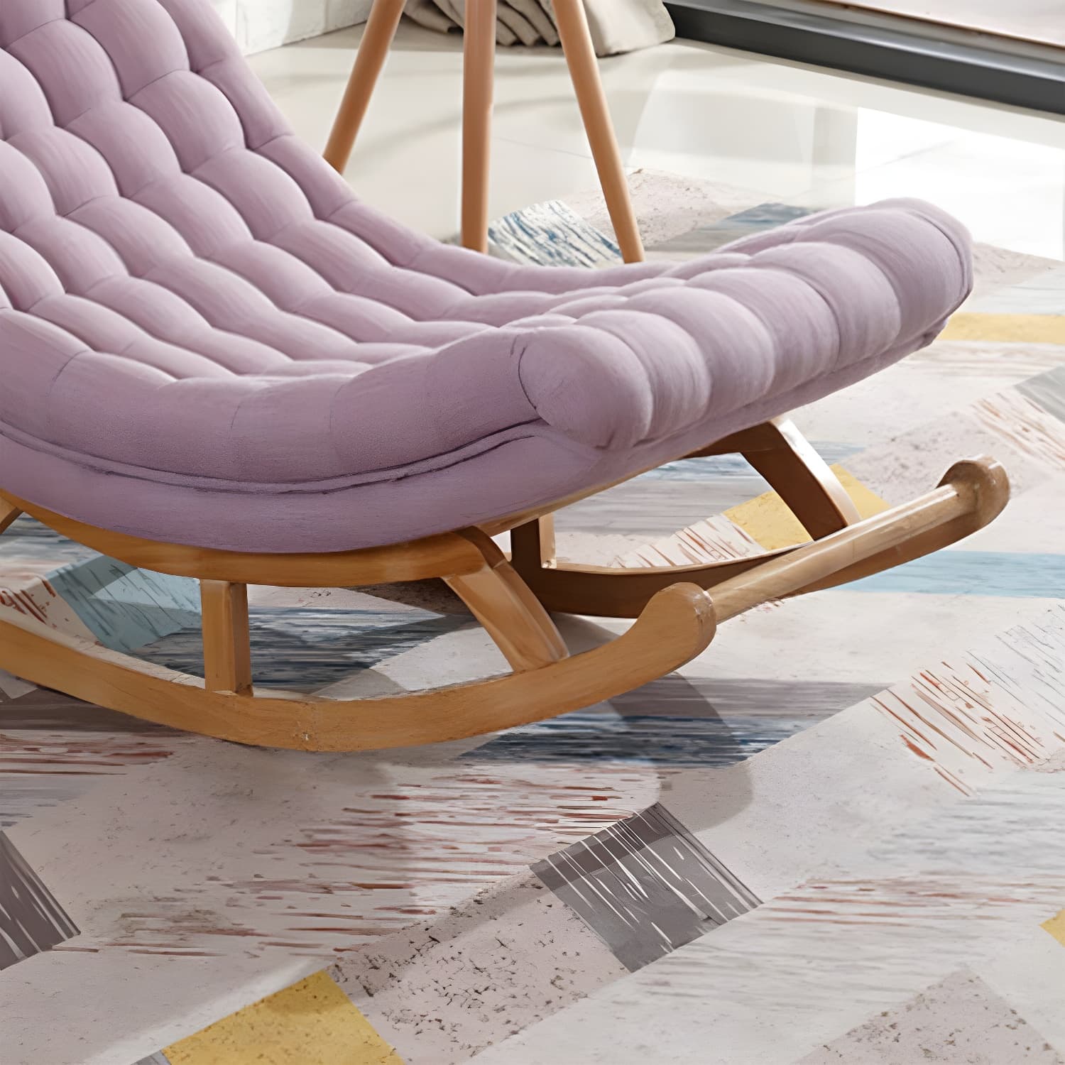 Contemporary Indoor Rocking Chair Nursery Sofa Rocking Chair with Ottoman - image 7