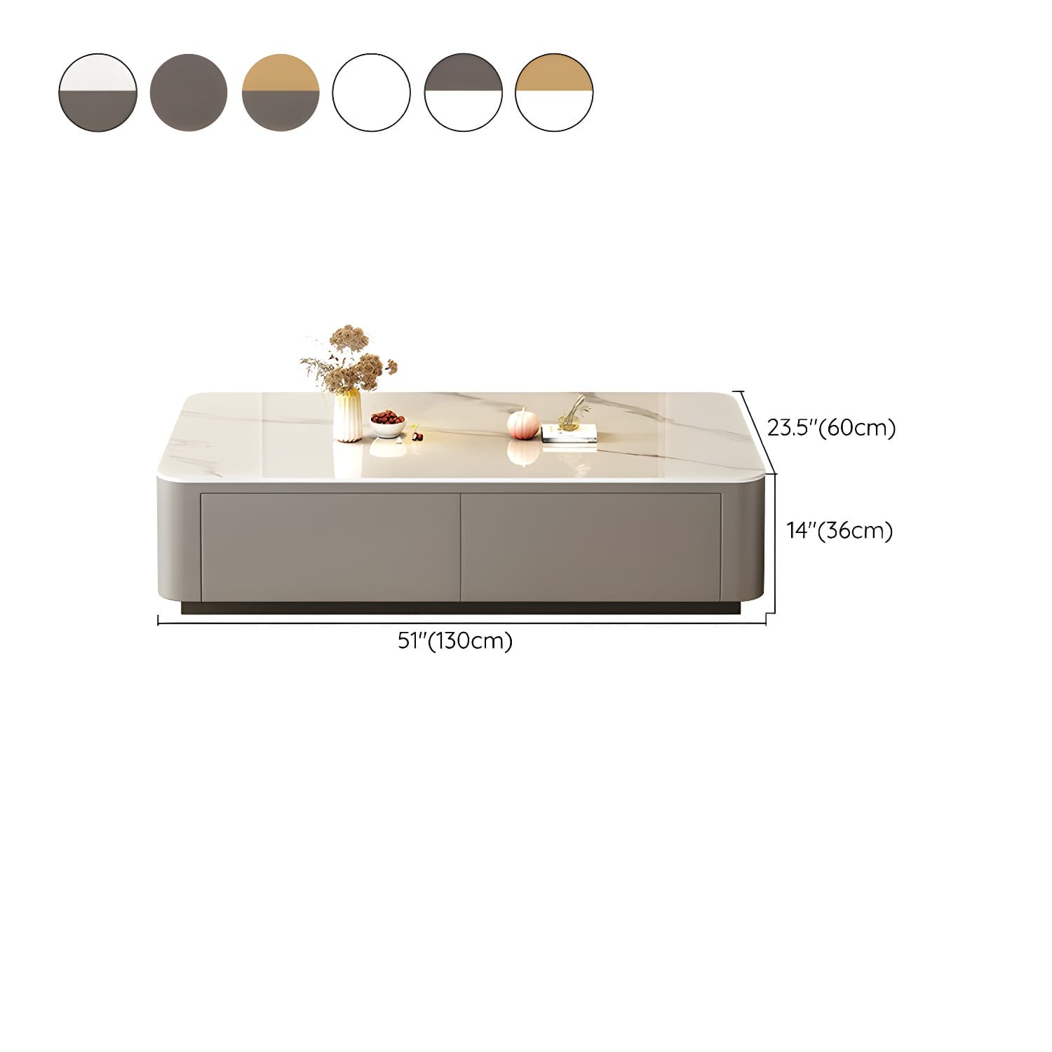 Modern Style Stone Top Steel Base Block Coffee Table with 4 Drawers Rectangular Shape thumbnail 16