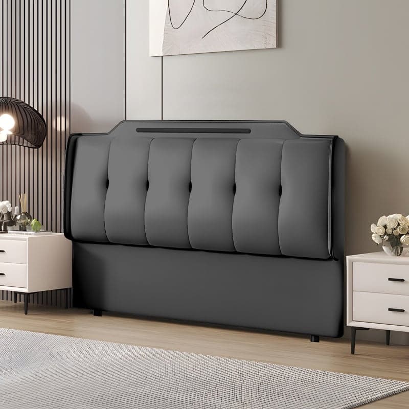 Simplistic Wingback Headboard with Camelback Shape for Queen Bed, Piled Tufted, Standard Height, Sponge Upholstery Fill, No Distressing thumbnail 4