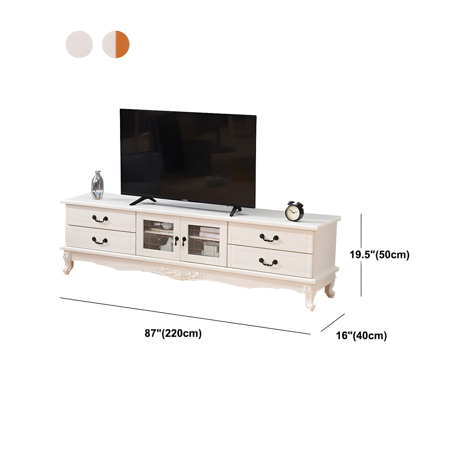 Traditional Solid Wood TV Cabinet Living Room Luxury TV Stand with Glass Doors thumbnail 12