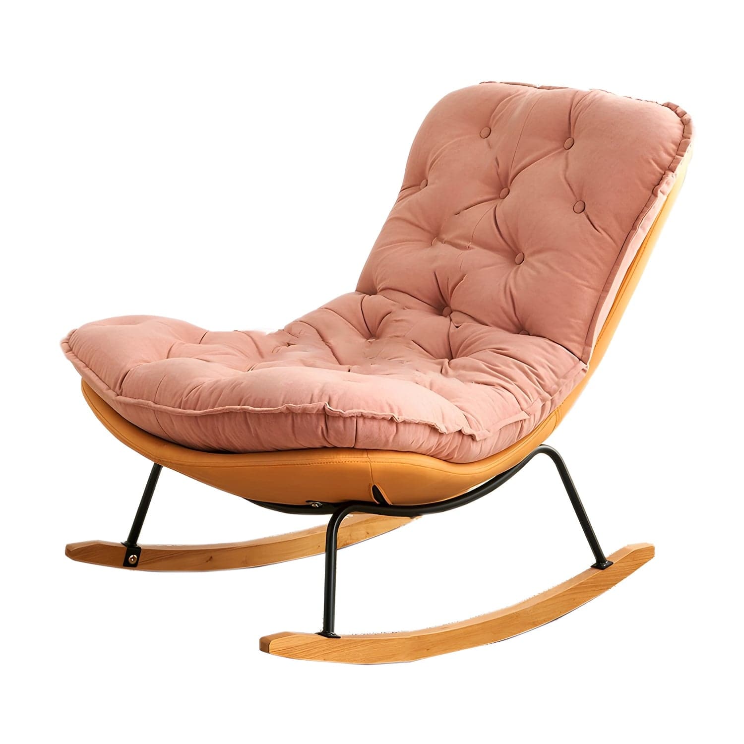 Stylish Modern Metal Rocking Chair with Tufted Upholstery and Stain-Resistant, Removable Cushions thumbnail 6