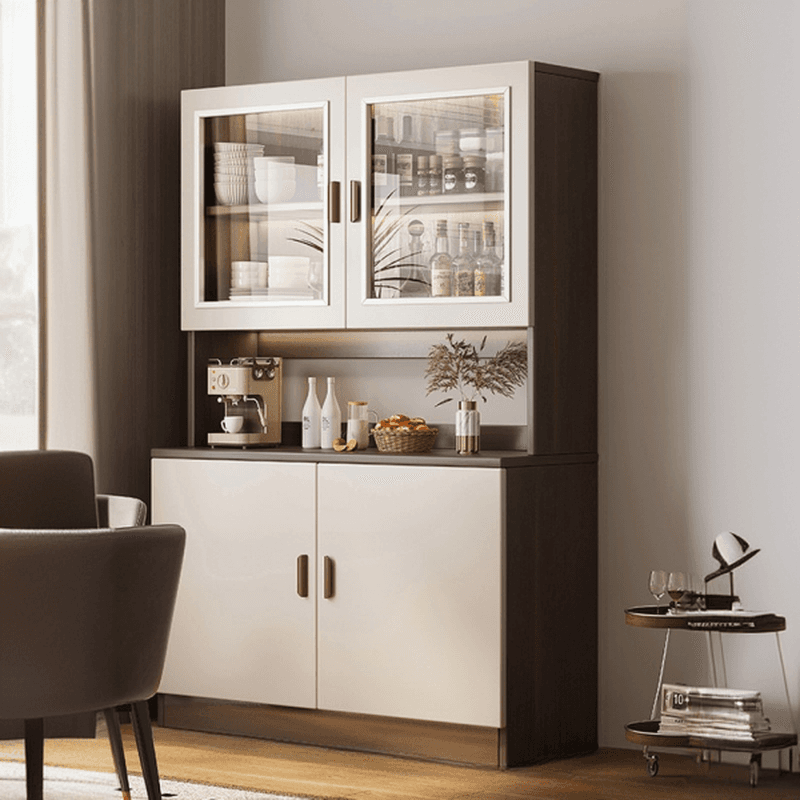Modish Sideboard/Microwave Shelf Cabinet with Multiple Drawers, Narrow Size, 1 to 3 Shelves, Larder Storage, Timber Countertop, and Various Doors thumbnail 5