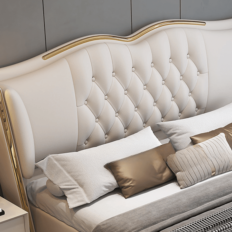 Beige Luxurious Solid Color Storage Bed/Platform Bed with Pine Wood Frame and Button-tufted Design for Living Room thumbnail 4