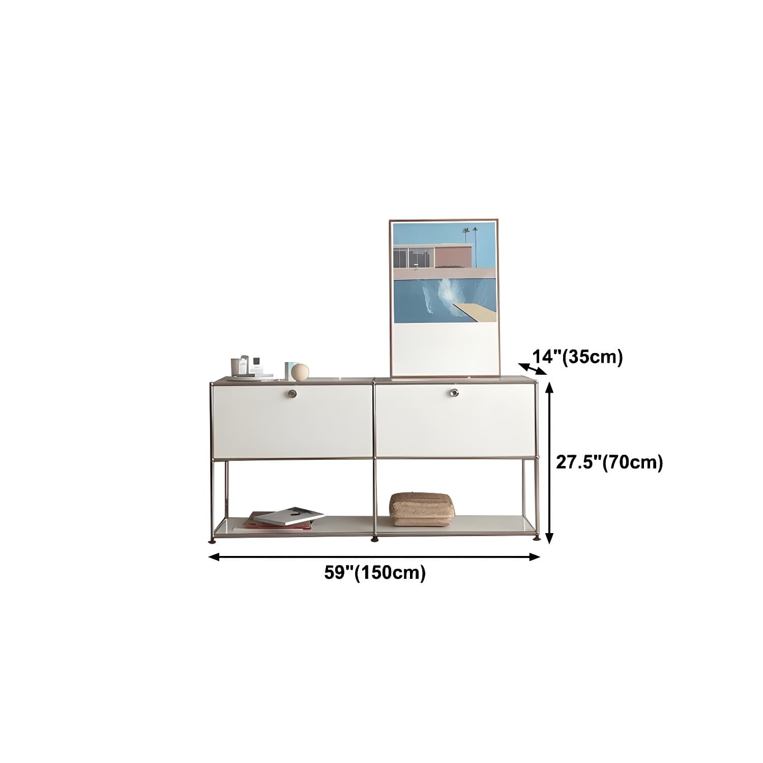 Stainless Steel Sideboard Modern Style Dining Sideboard with Locking Cabinet thumbnail 19
