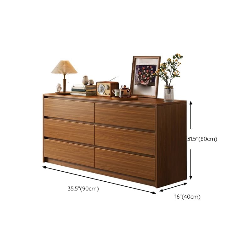 Elegant Brown Wood Double Dresser with Drawers, Modern Style thumbnail 13