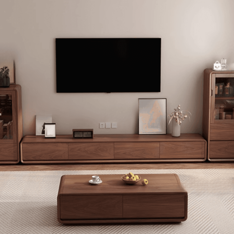 Antique Rectangle Natural Wood TV Stand for Parlor, Sand Door Included/Not Included thumbnail 2