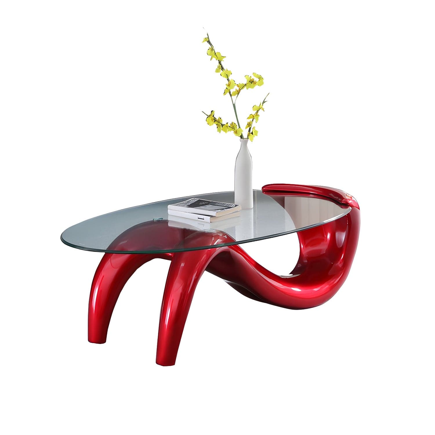 Glass Top Cocktail Table Oval Modern Minimalist Coffee Table thumbnail 10