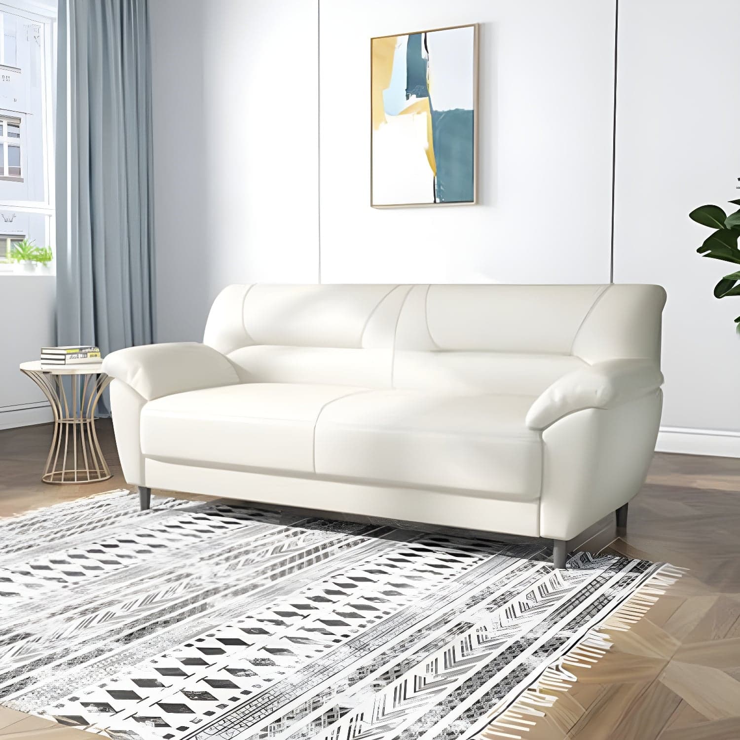 Leather Modern 2/3-seat Pillow Top Arm Sofa 70.87"/55.12" W Sewn Pillow Back Sofa thumbnail 8