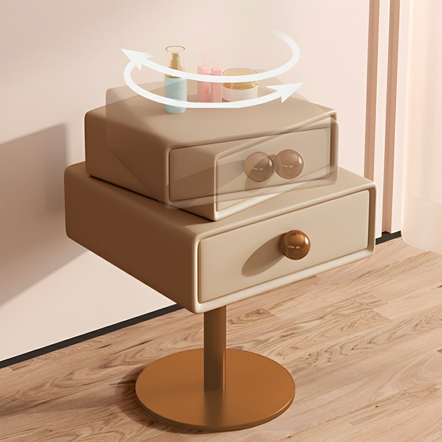 Modern Faux Leather Drawer Storage Nightstand in Narrow for Bedroom thumbnail 14