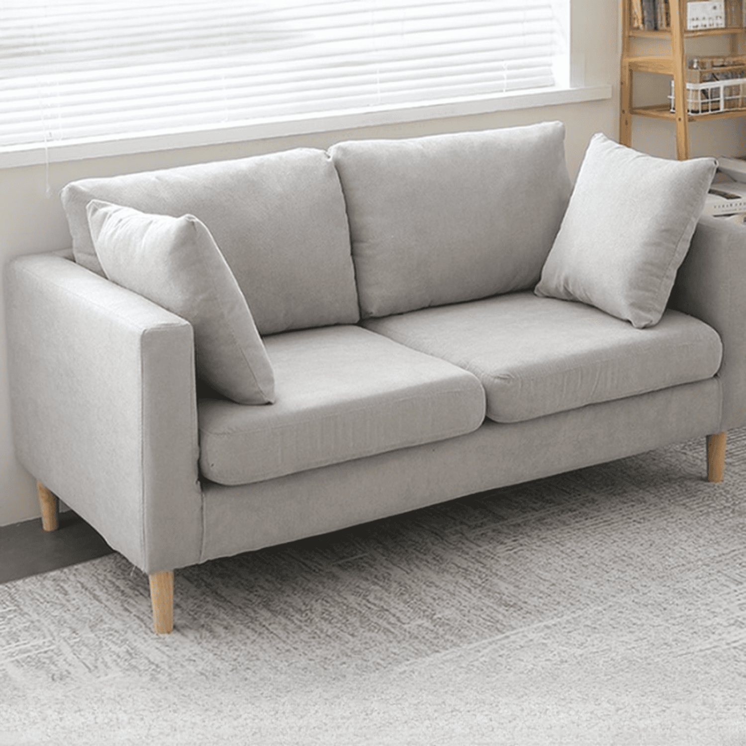 Cream/Dove Grey/Cerulean Loveseat with Slipcover, Wide Pillow Back, Receptacle and 2 Pillows thumbnail 6