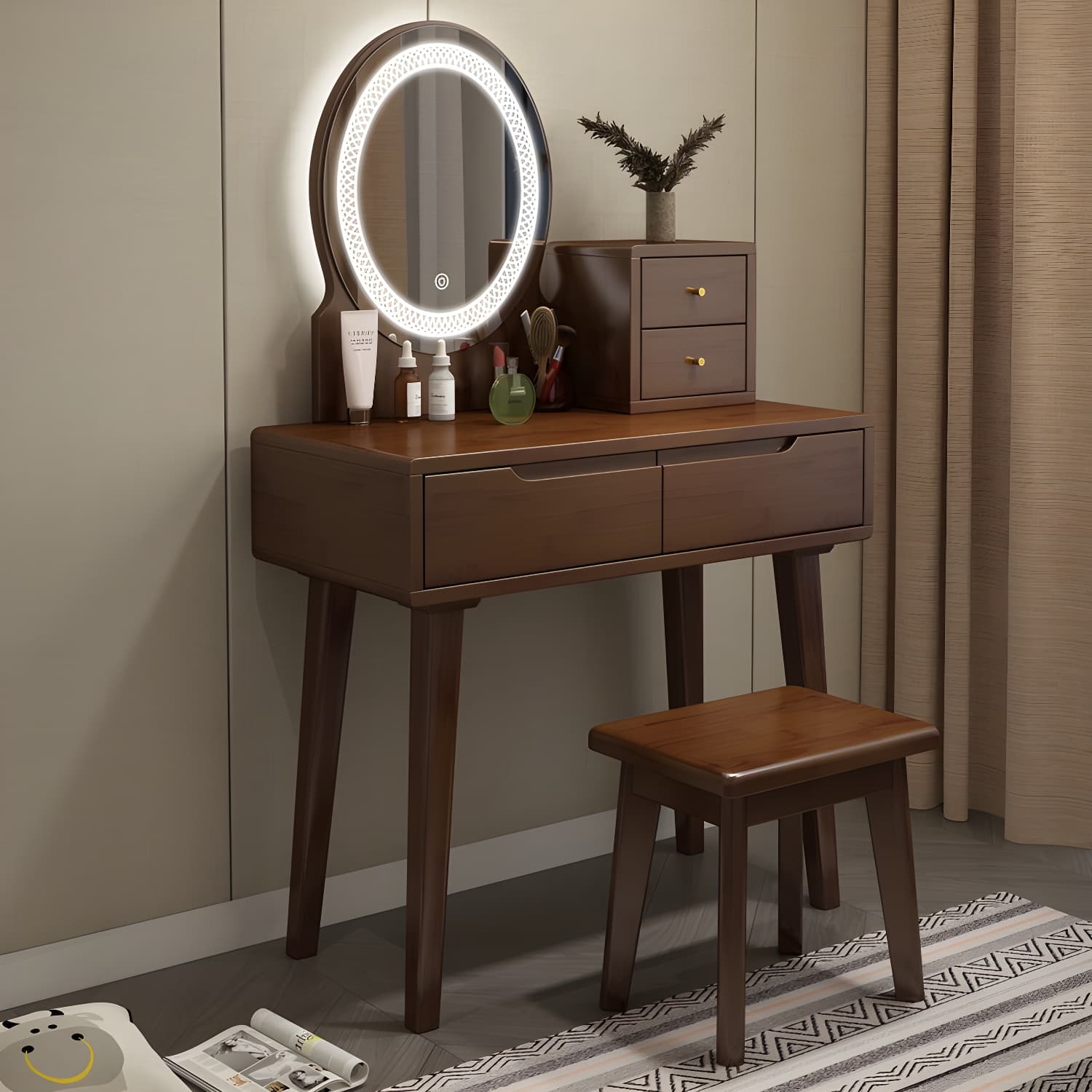 Traditions Make-up Vanity Solid Wood Bedroom With Drawer Dressing Table thumbnail 9