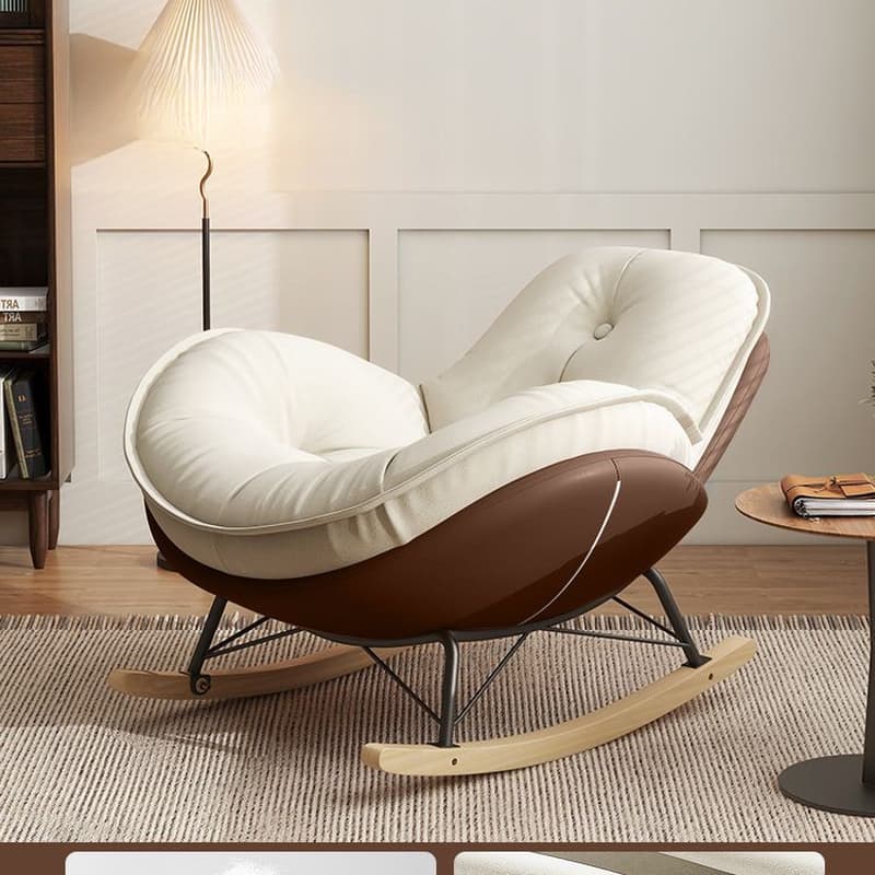 Modern Butter Color/Grey/Auburn Upholstered Padded Rocking Seat with Flared Arm, Scratch-repellent thumbnail 1