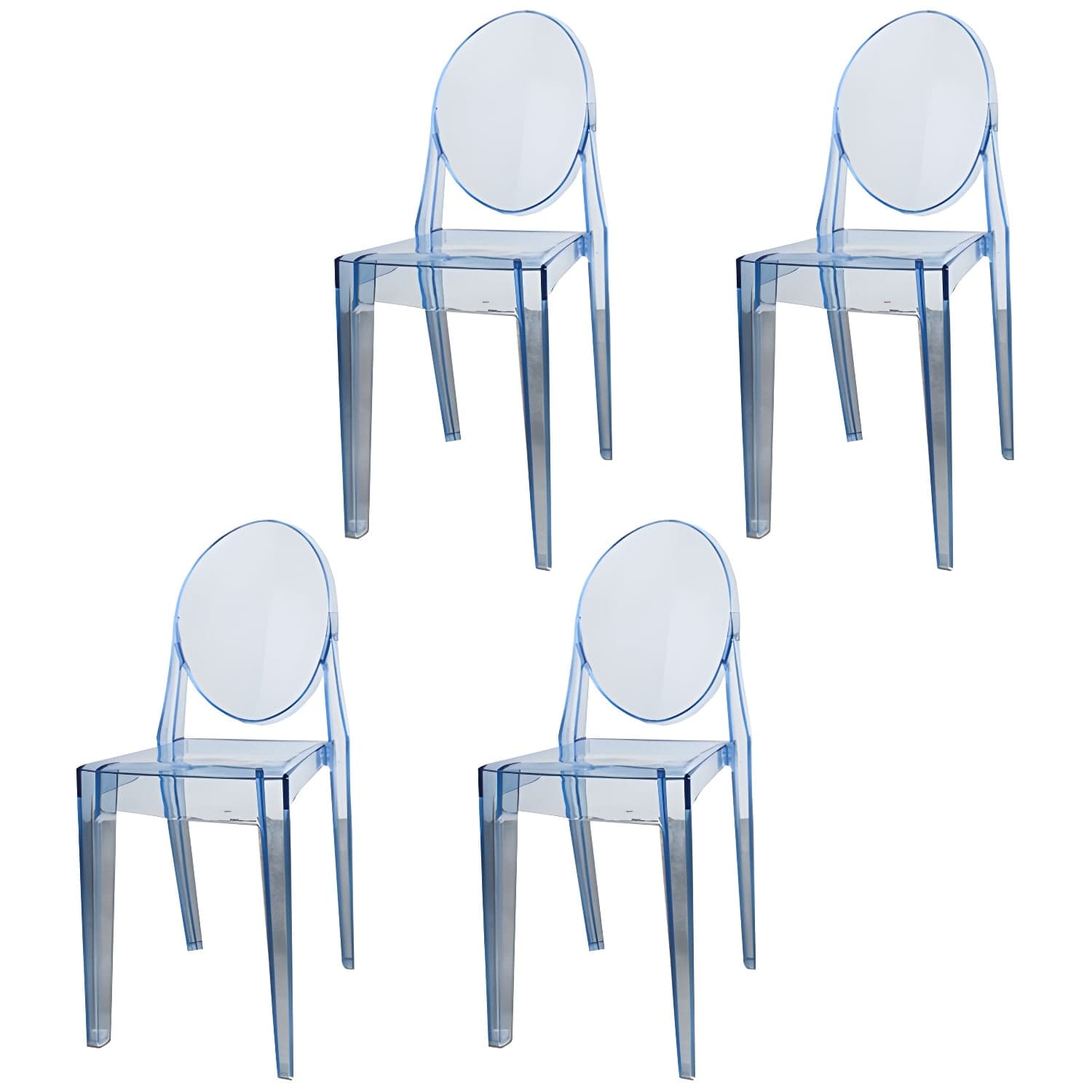 Scandinavian Winehouse Plastic Side Chair Transparent Open Dining Chair (Set of 4) thumbnail 7