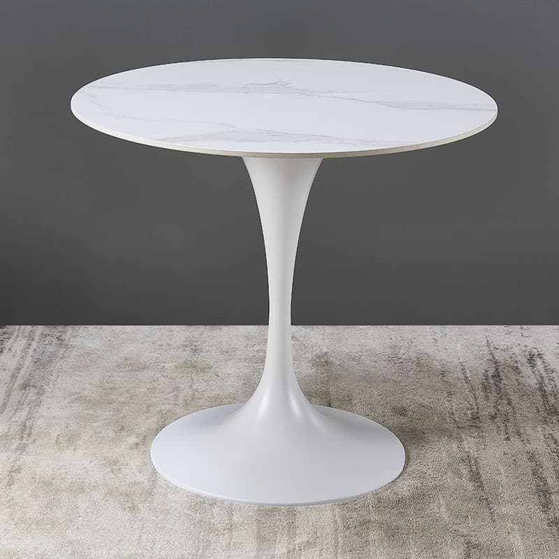 Chalk Circular Stone Art Deco/Glamorous Dining Table for 2, Scratch-immune & Fixed Table thumbnail 7