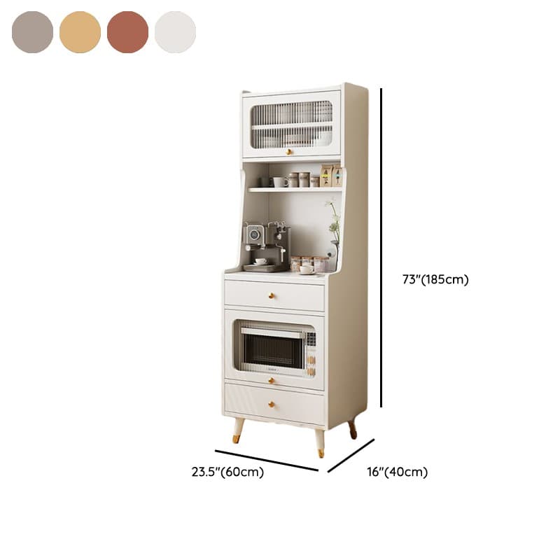 Simple Narrow Microwave Shelf Cabinet with 2 Drawers, Sintered Stone Countertop, Glazed Door, and Adjustable Shelving thumbnail 16