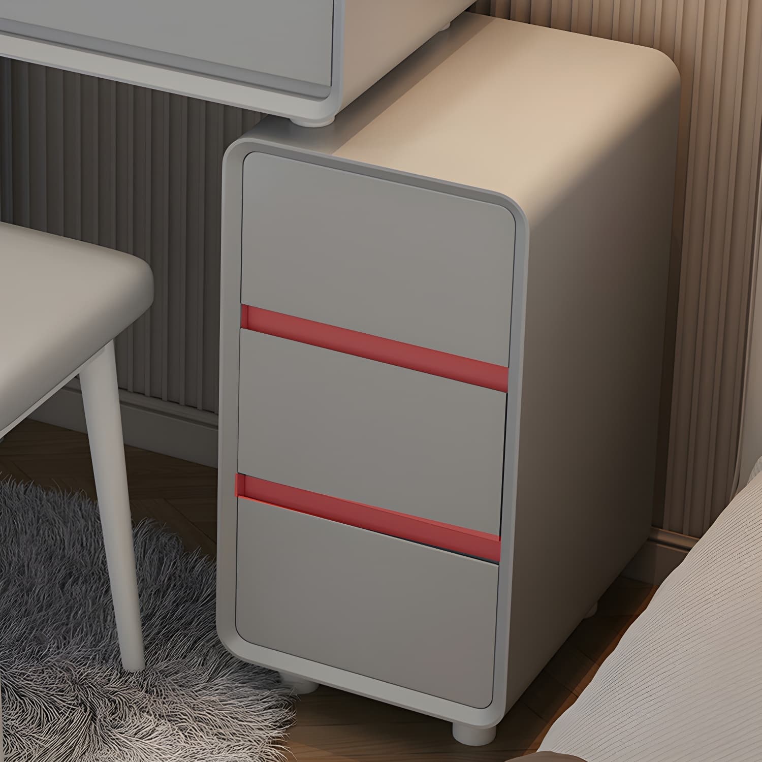 Modern Gray Makeup Vanity with Mirror & Drawers & Seat Included thumbnail 10
