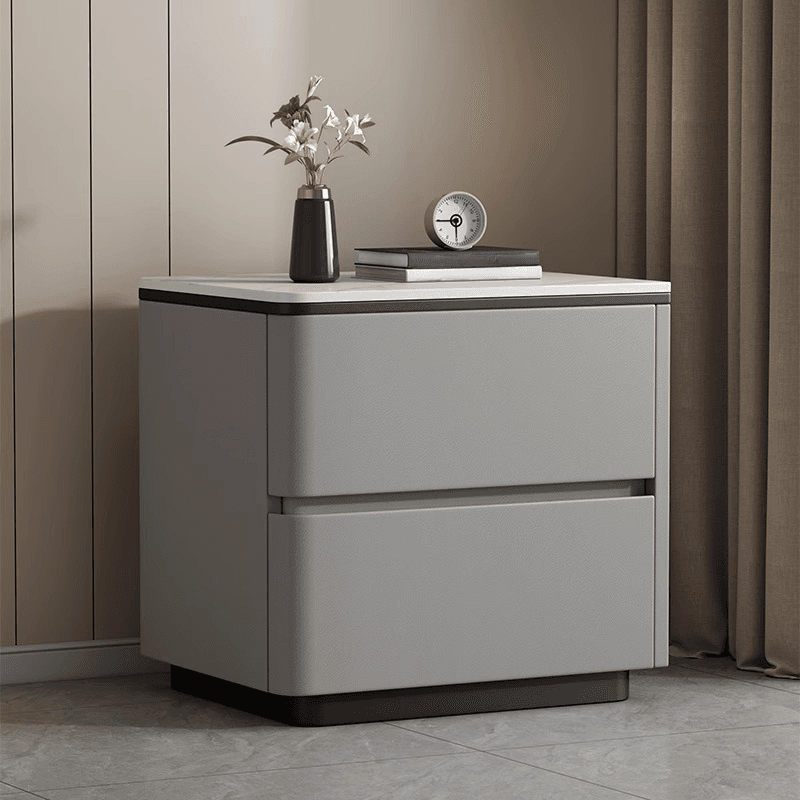 Organic Modern Nightstand With Drawer Organization, 2 Drawers, and Stone Countertop thumbnail 8