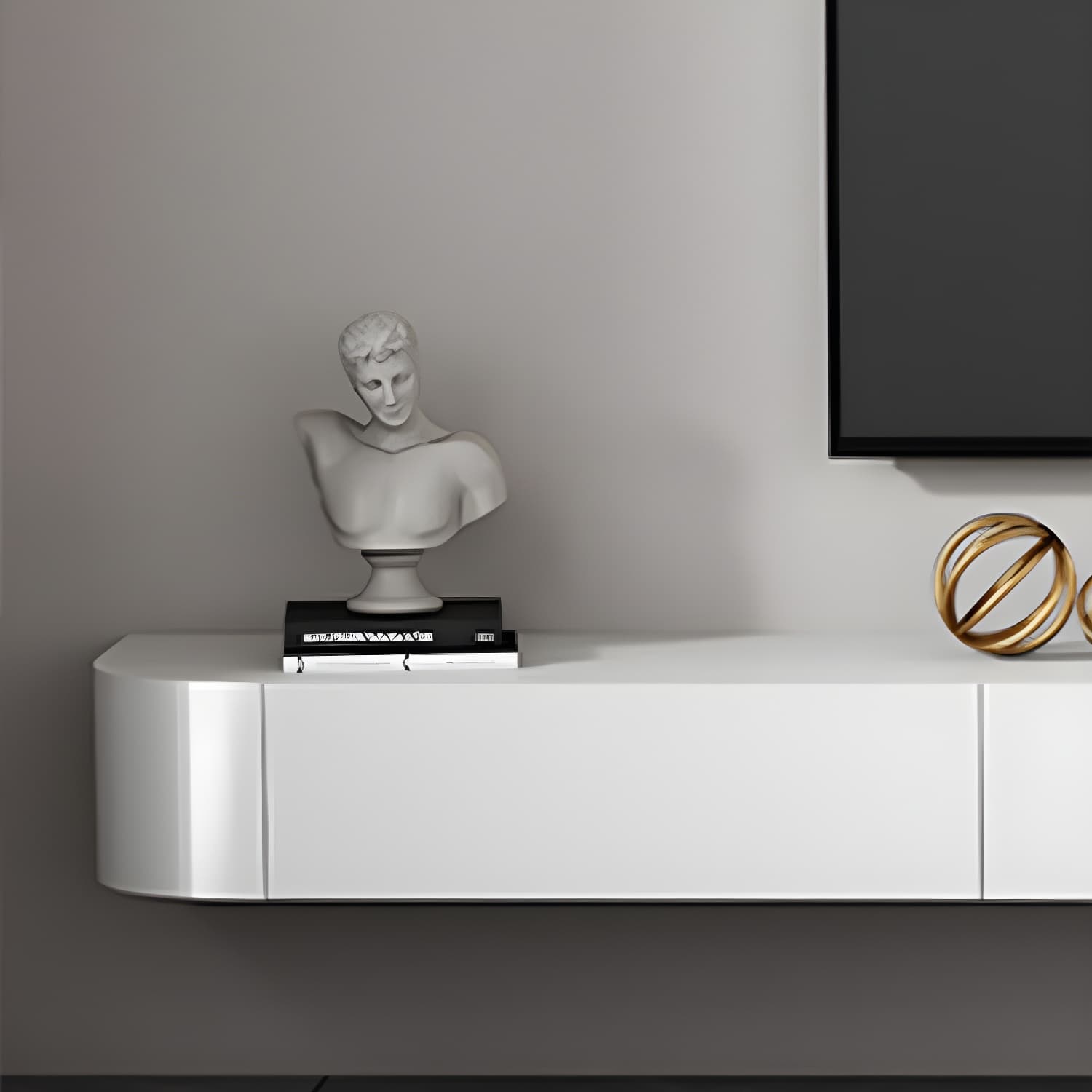 Floating Mount TV Stand Modern TV Stand Console with Drawers thumbnail 4