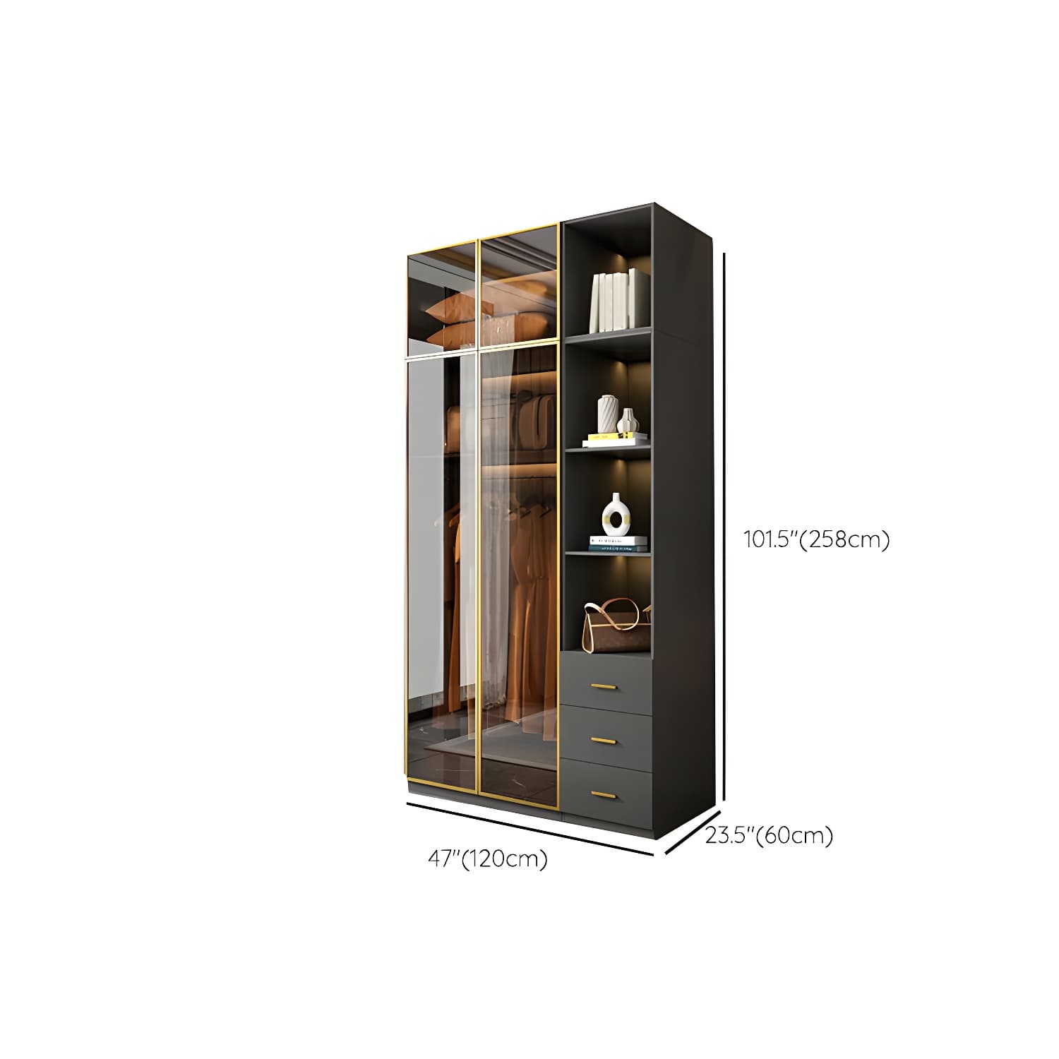 Modern Glass Wardrobe Wardrobe Armoire Wardrobe Cabinet for Home thumbnail 32