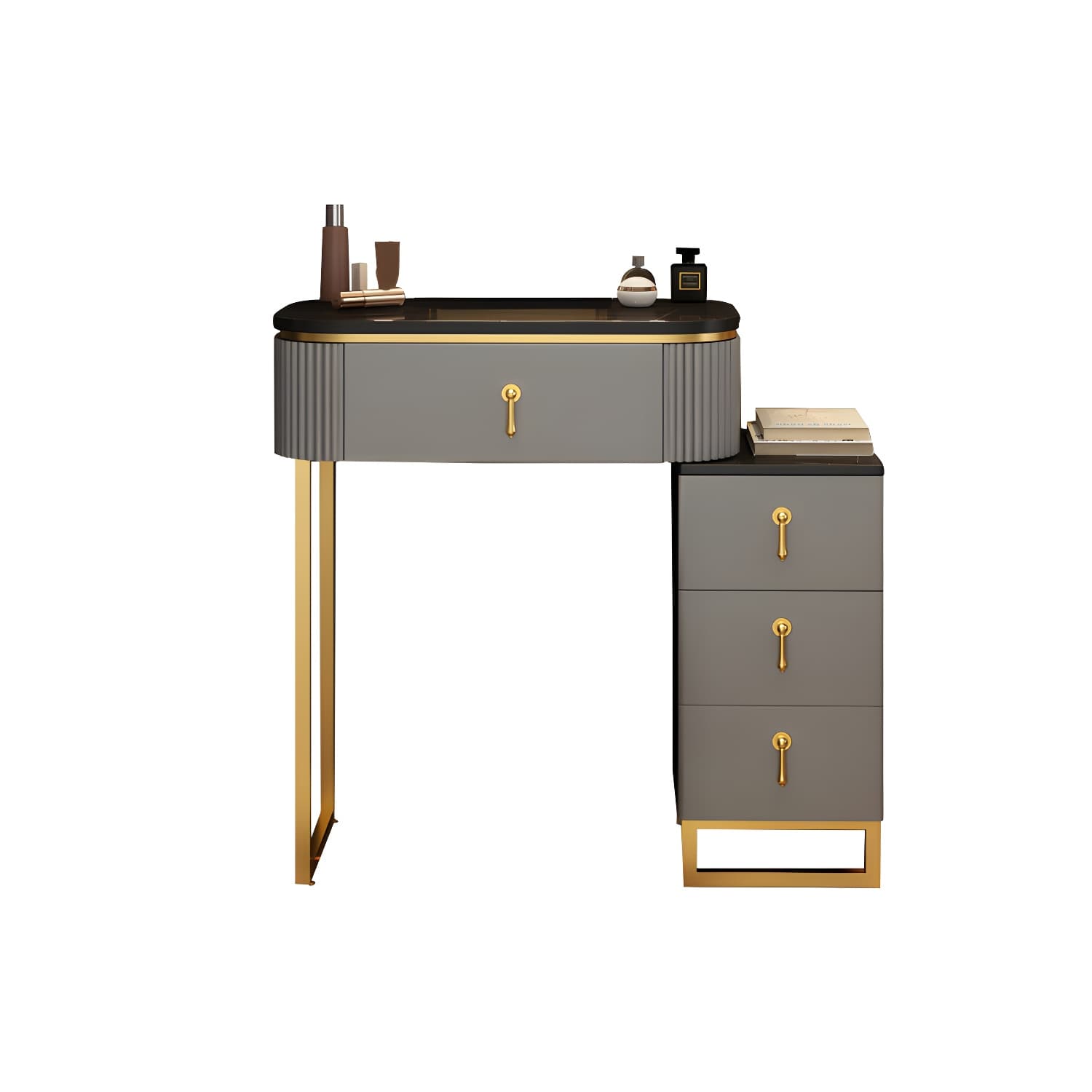 Lighted Mirror Makeup Vanity Desk with 4 Drawers Glam Makeup Vanity Set thumbnail 18