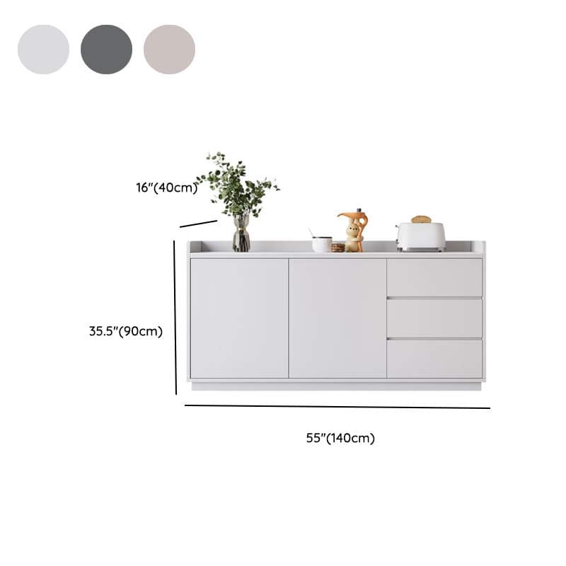 Simple Sideboard with 3 Drawers, Hutch Cabinets, Standard/Narrow/Wide Sizes, 1 Shelf, Sintered Stone Countertop, and 2/3/Single Doors thumbnail 12