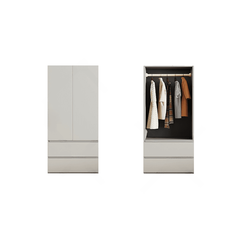 Cream Trendy Reclaimed Wood Wardrobe Armoire with Soft Close Drawer, Soft Close Door, Interior Shelves, and Clothing Rod thumbnail 10