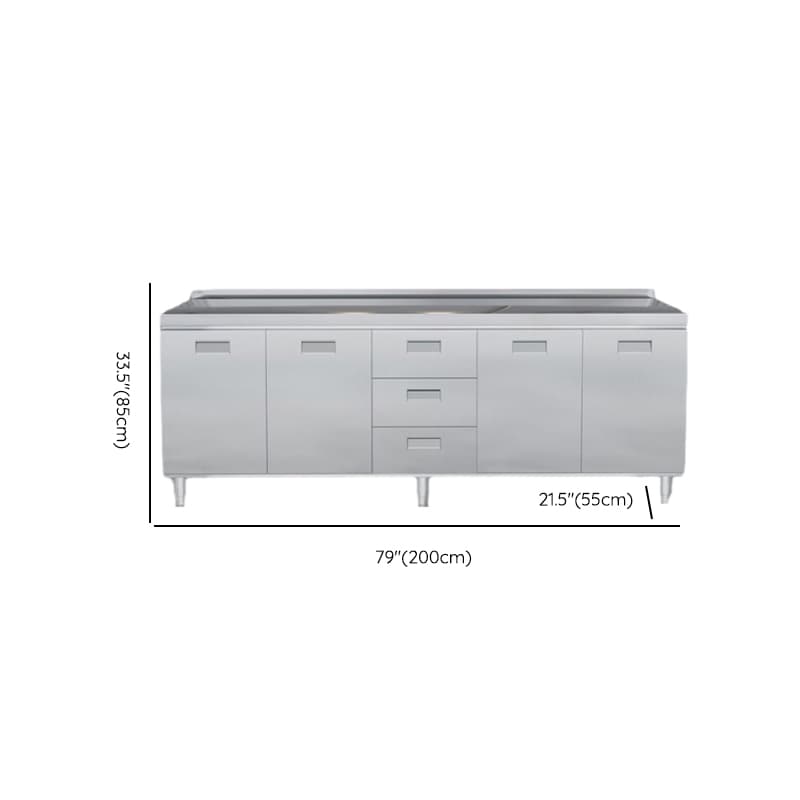 Casual Chrome Sideboard with Stainless Steel Countertop thumbnail 8