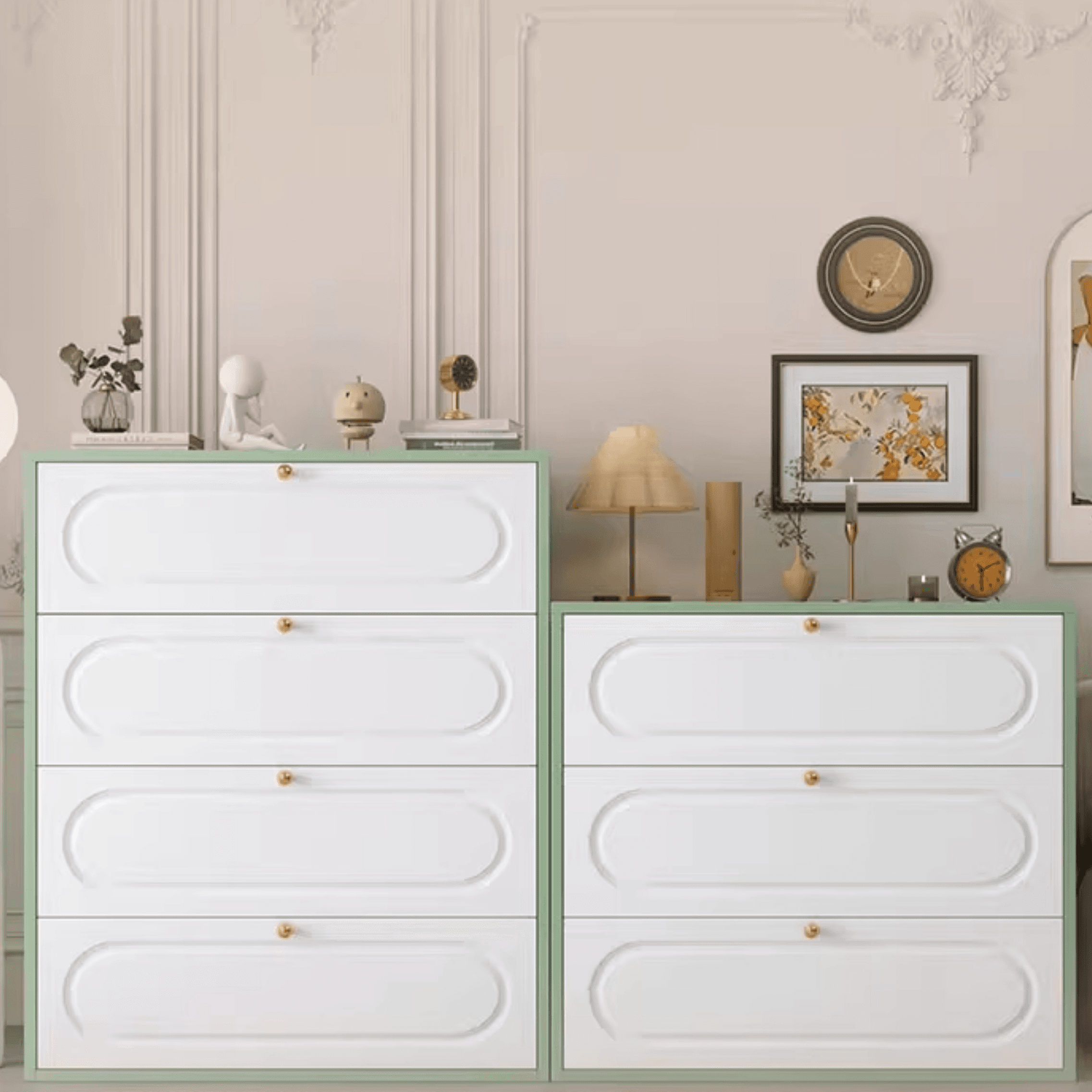 Light Green Casual Steel Bachelor Chest/Semainier