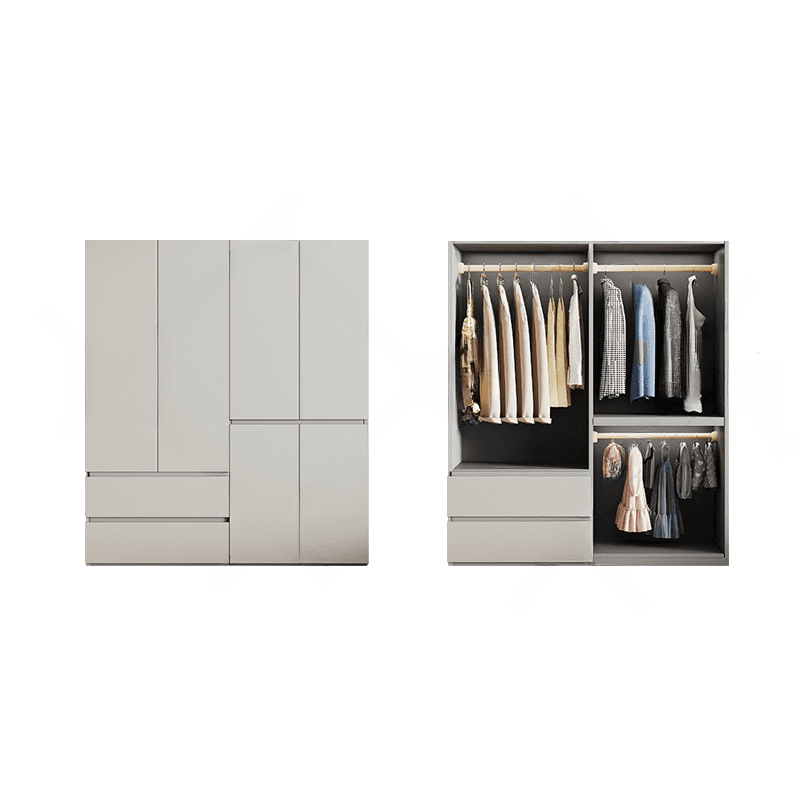 Cream Trendy Reclaimed Wood Wardrobe Armoire with Soft Close Drawer, Soft Close Door, Interior Shelves, and Clothing Rod thumbnail 18